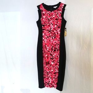 NEW sleeveless black/red mid-length dress. M